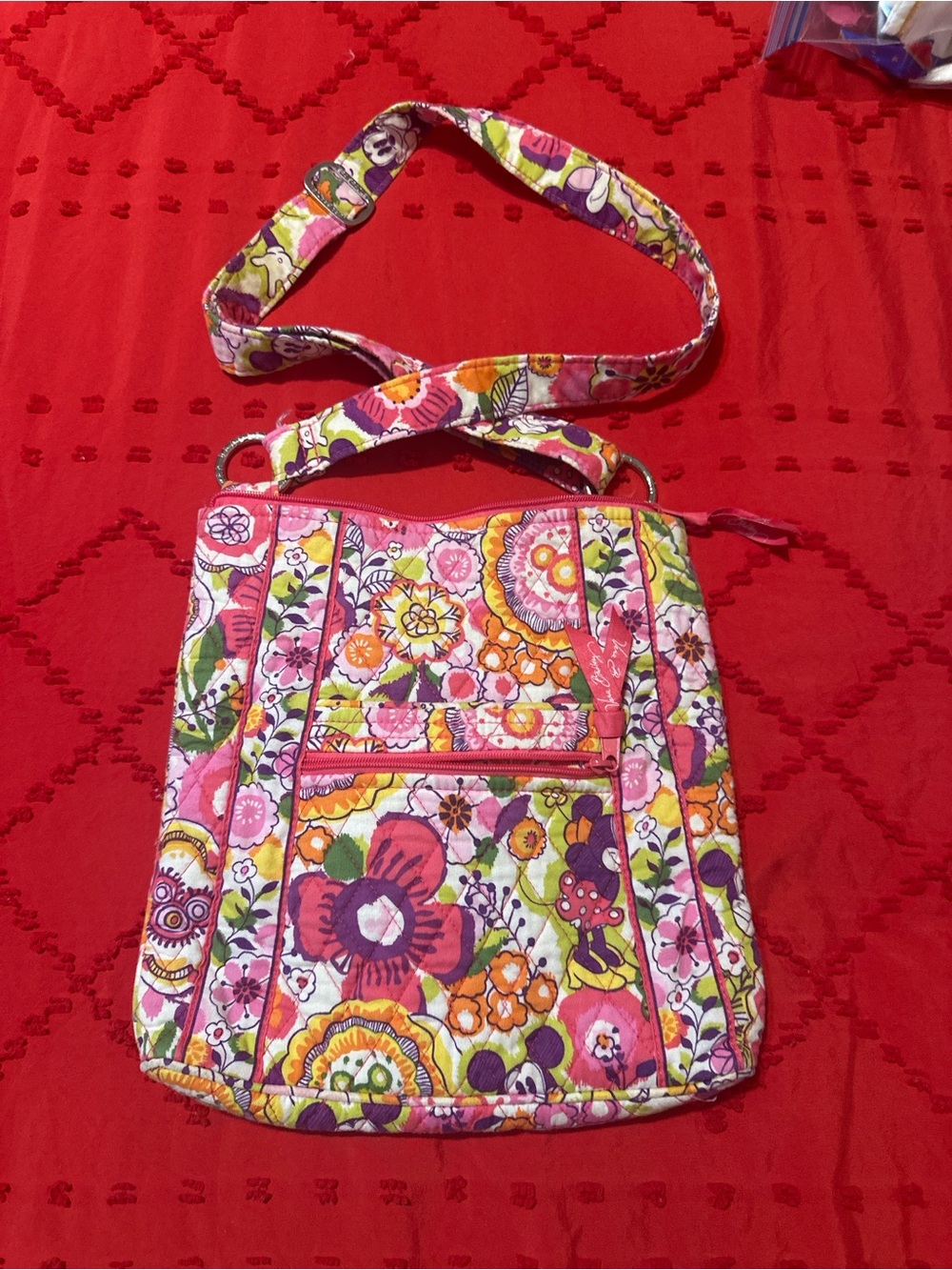 Vera Bradley Disney Pinks and orange Quilted Crossbody Bouncing Bouquet